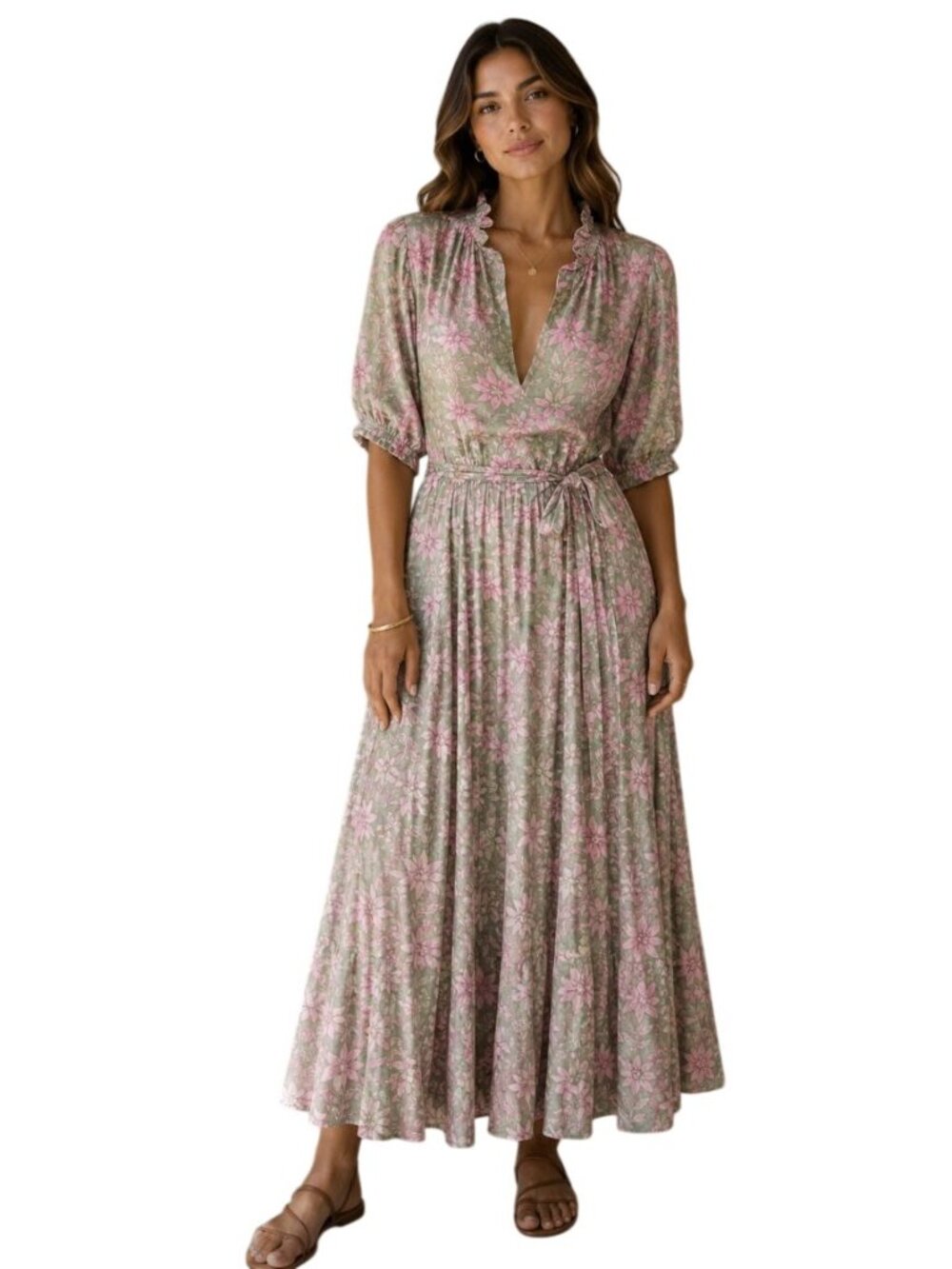 Hannah Artwear Oceanus belted floral-print silk maxi dress - Size 0 (XS)